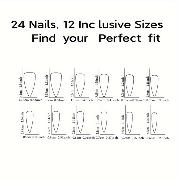 24 Pcs Black Gradient Glitter Stiletto Press-On Nails, Medium Length Drop Shape - Picture 6 of 6